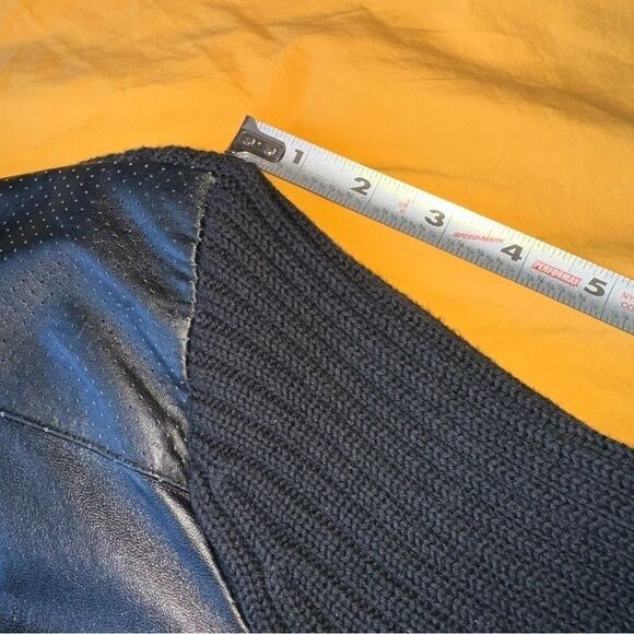 Maurice Sassoon,black cotton/leather zip sweater, size large - Picture 13 of 15